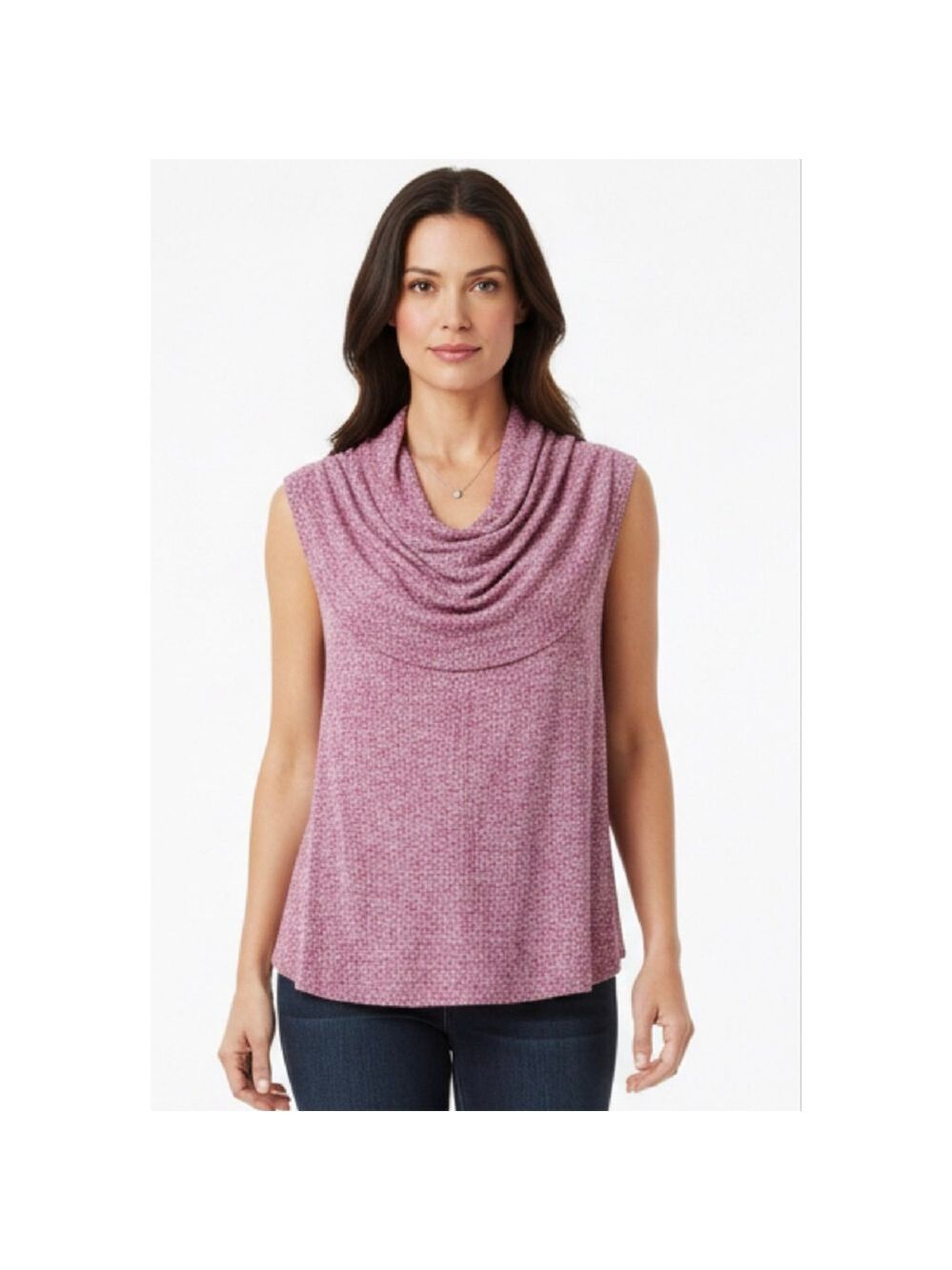 Cabi Spotted Cowl-neck Sleeveless Top L